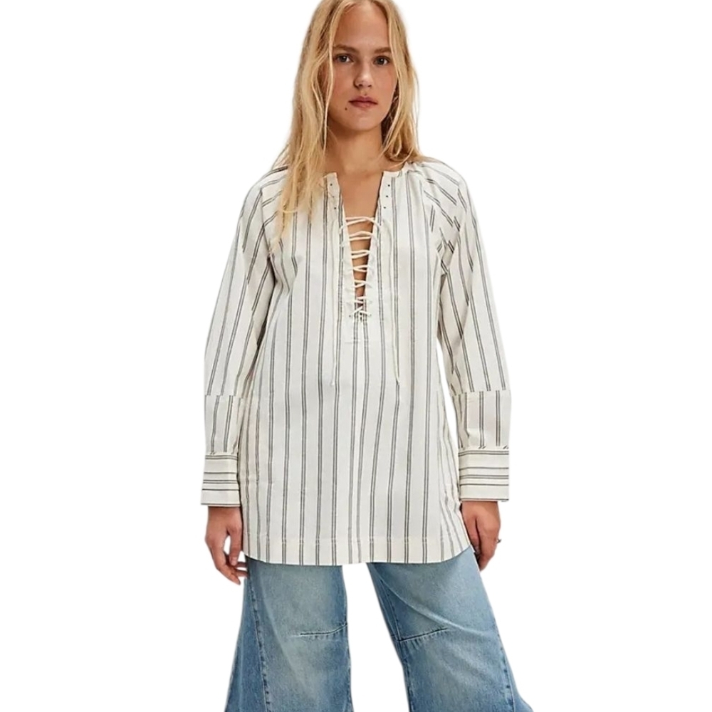 Free People We The Free Lisbon Tunic Ivory Combo NWOT